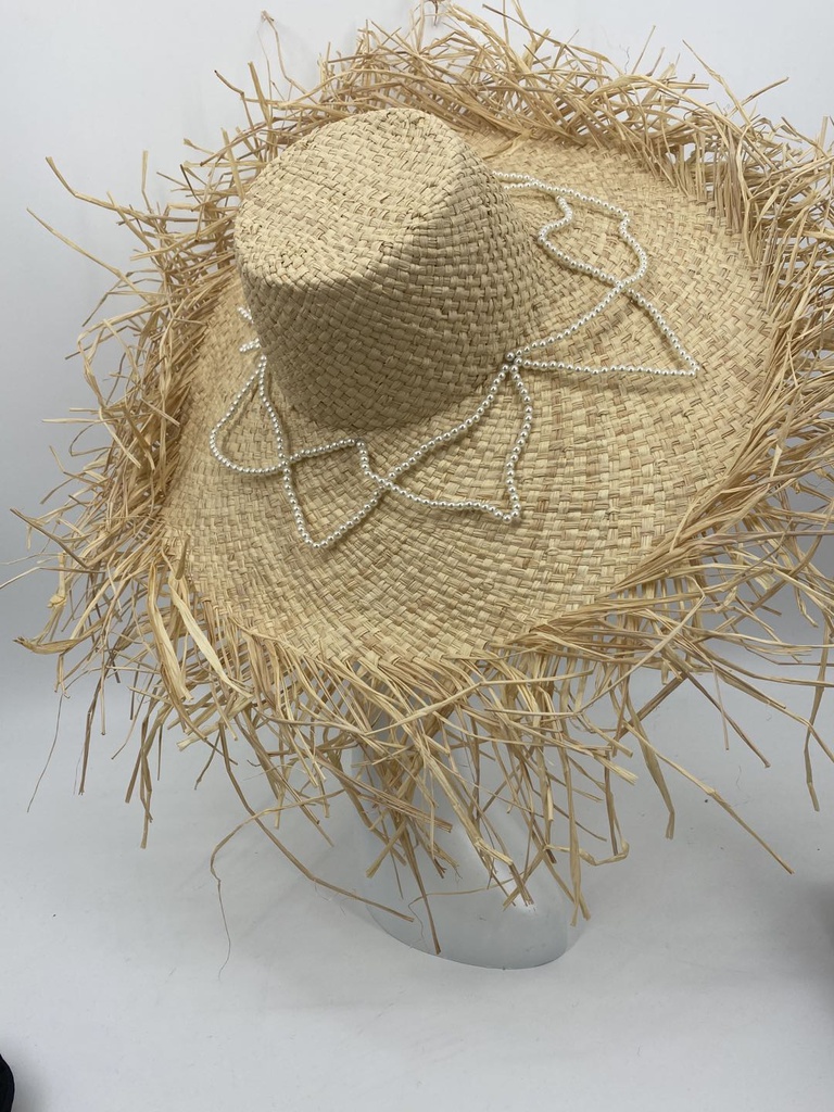 网红珍珠夸张草帽